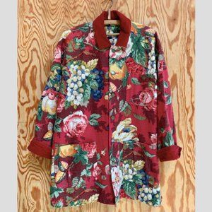 Vintage 90s Floral Canvas Barn Coat
